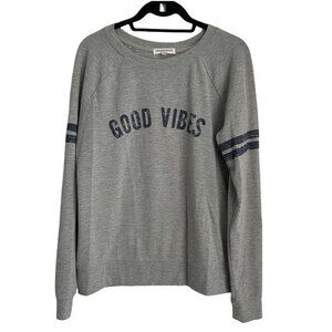 Grayson Threads Good Vibes Long Sleeve Crew Neck Top Gray Medium